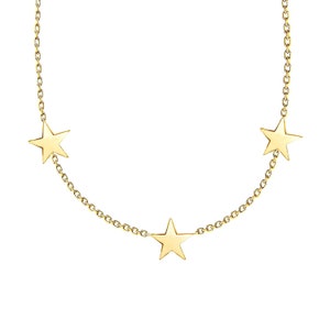 Tiny Three Star Necklace, Rolo Chain Layering Choker, Dainty Random Spaced Necklace, Bridesmaid Jewelry, Best Gift for Her