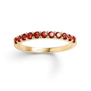Dainty Ruby Band Ring Gold or Silver | July Birthstone Ring | Stacking Eternity Ring | Minimalist Ruby Ring Gift for Her