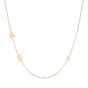 Colar de letras laterais de ouro 14k + diamante, colar inicial com configuração de moldura, colar de várias letras de diamante solitário, presente de madrinha