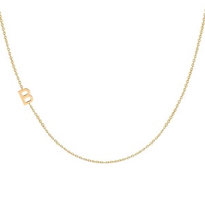 Colar lateral com letras iniciais de ouro maciço 14k, letras personalizadas, colar personalizado com letras múltiplas para crianças, presente para ela