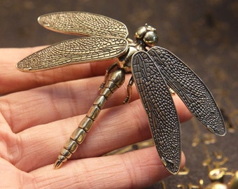 Antique Brass Hand Carved Dragonfly Statue, home decoration ,antique collection ( 2 options)