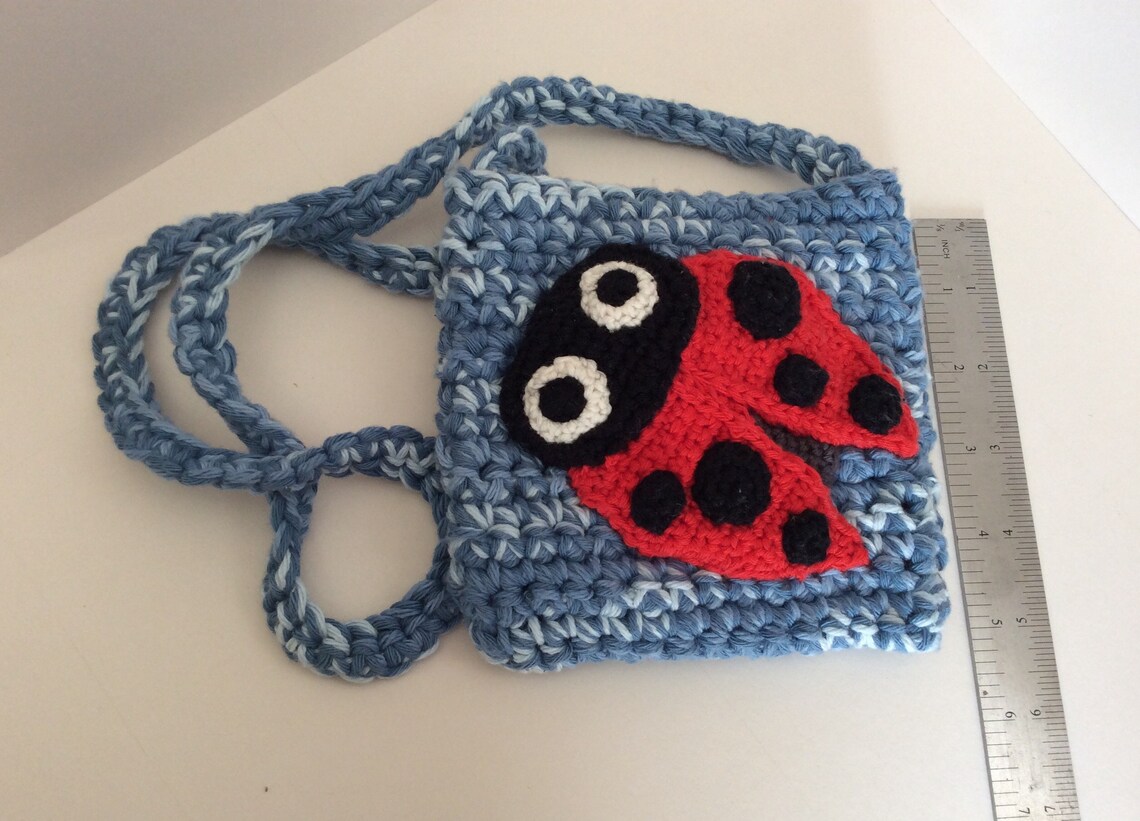 Crocheted childs crossbody / shoulder bag in blue with Etsy