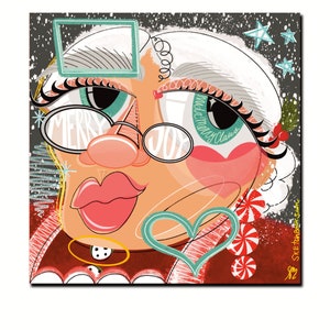 Mrs. Claus Chaotic Portrait - Abstract Caricature For Immediate Download