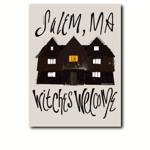 Salem Witch House Art Print - Gothic New England - Digital Download - Salem Witch Trials - Phone Wallpaper - Halloween Witch Decor