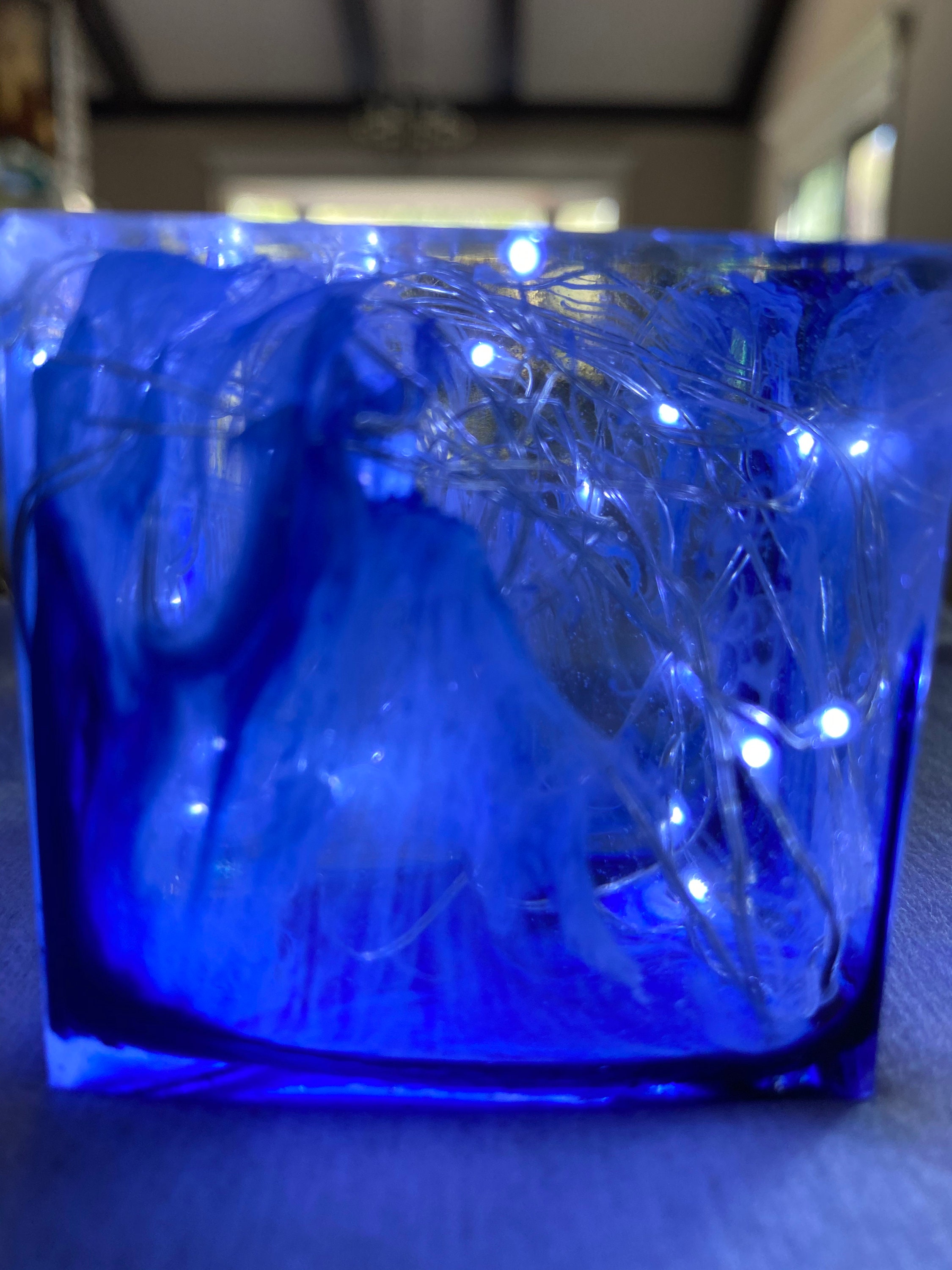 Customizable resin cube with fairy lights Etsy