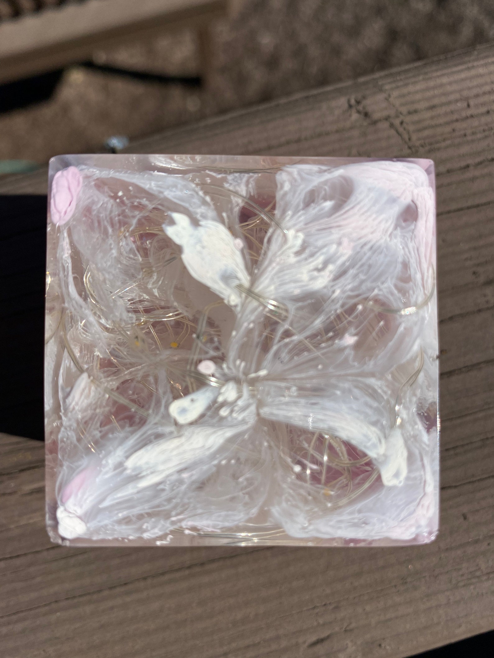 Customizable resin cube with fairy lights Etsy
