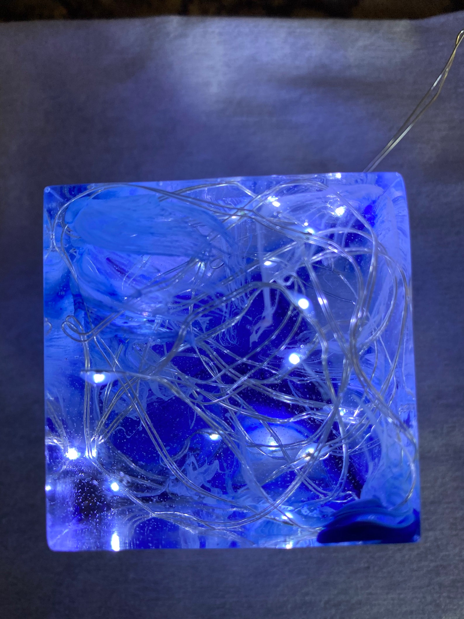 Customizable resin cube with fairy lights Etsy
