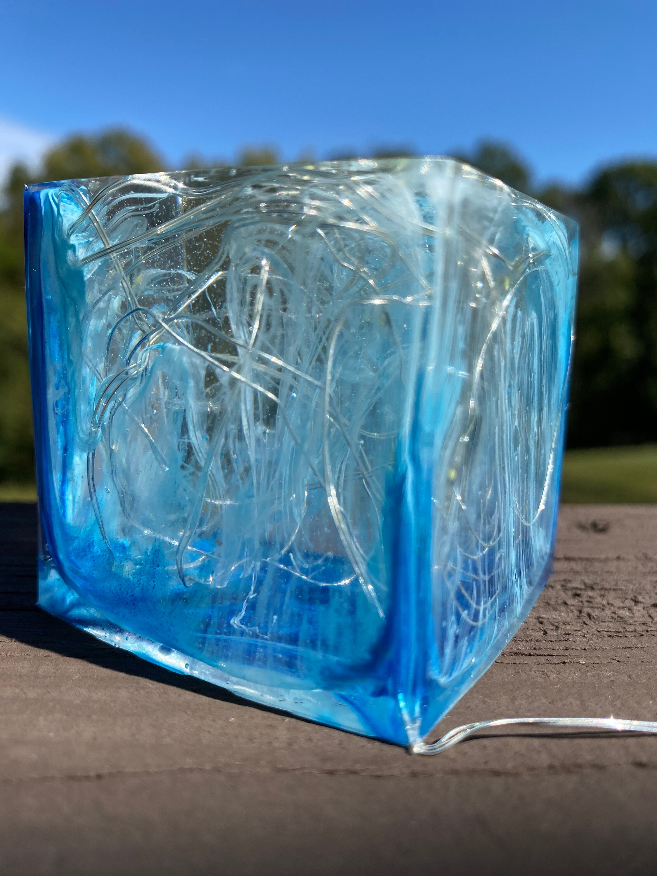 Customizable resin cube with fairy lights Etsy