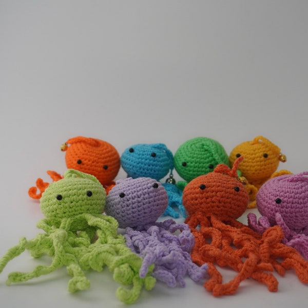Cat Toys, Beautiful Amigurumi,Needle works, Crochet Yarn,Bell,Octopus,Fiberfill,