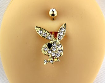 Bauchnabelpiercing Bunny Short, 316L Chirurgenstahl, Bauchring, Nabelring, hautverträglich, nickelfrei, hypoallergen, Stablänge 1,5cm