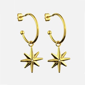 Earring Star, Earrings, Earrings, Earrings with Stones, Earrings, Diamoblack, Star Earring, Star, Moon