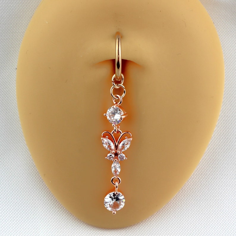 Fake Belly Button Piercing Butterfly 316L Surgical Steel Etsy