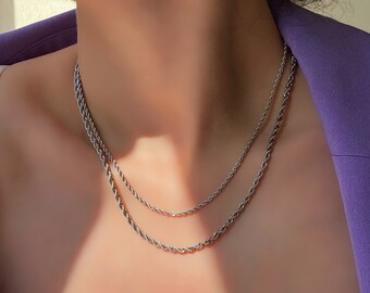 Silver Twisted Rope Chain 