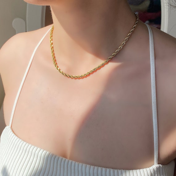 Best Gold Wedding Party Necklace Chunky Chain, Stylish, Tarnish-resistant, Hypoallergenic, Water-proof, 18K Gold Quality Jewelry Gift for Women 