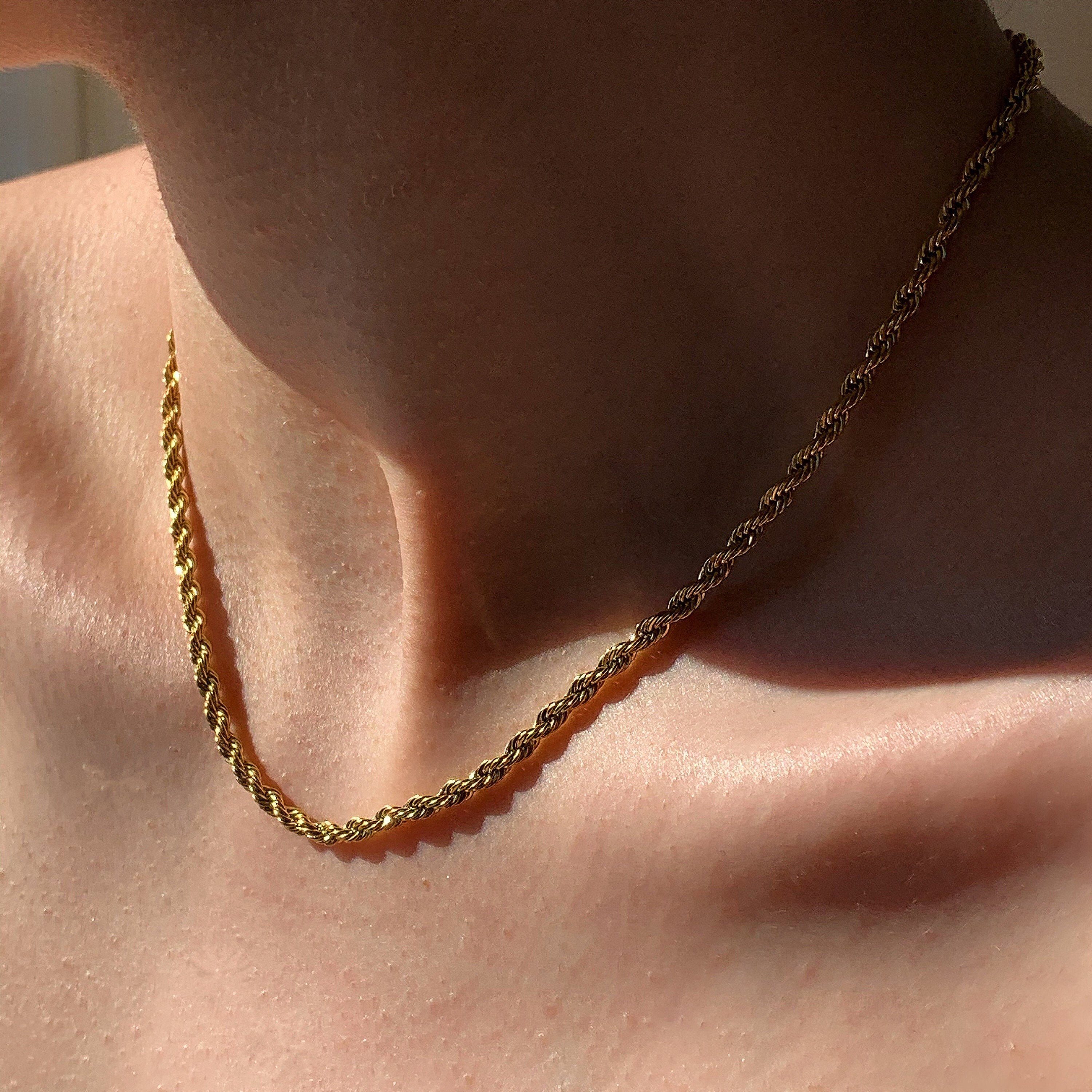 Twist Rope Chain Necklace 18K Gold Plated Stainless Steel Etsy