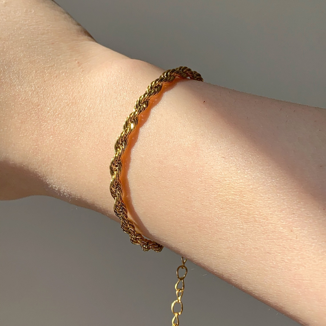 Twisted Rope Chain Bracelet 18K Gold Plated Stainless Steel Etsy