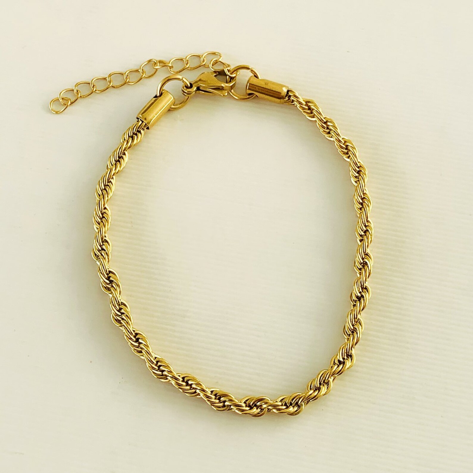 4mm Twisted Rope Chain Anklet 18K Gold Plated Stainless Steel Etsy