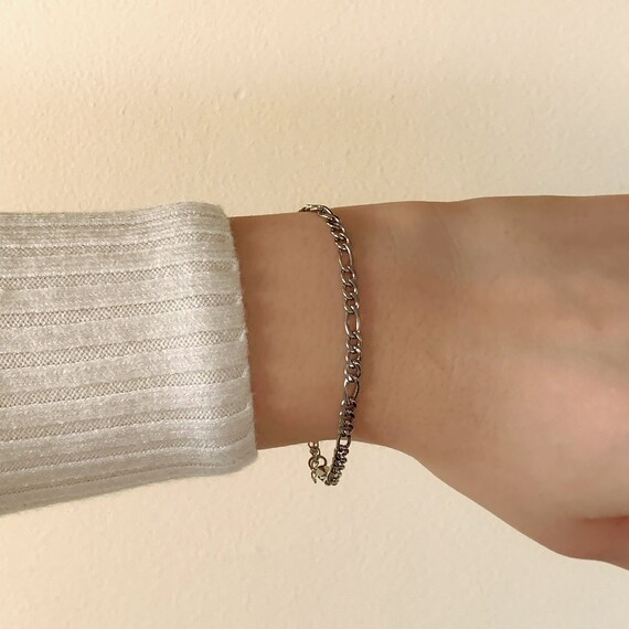 4mm Silver Figaro Chain Bracelet 