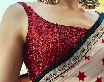 red sequin blouse