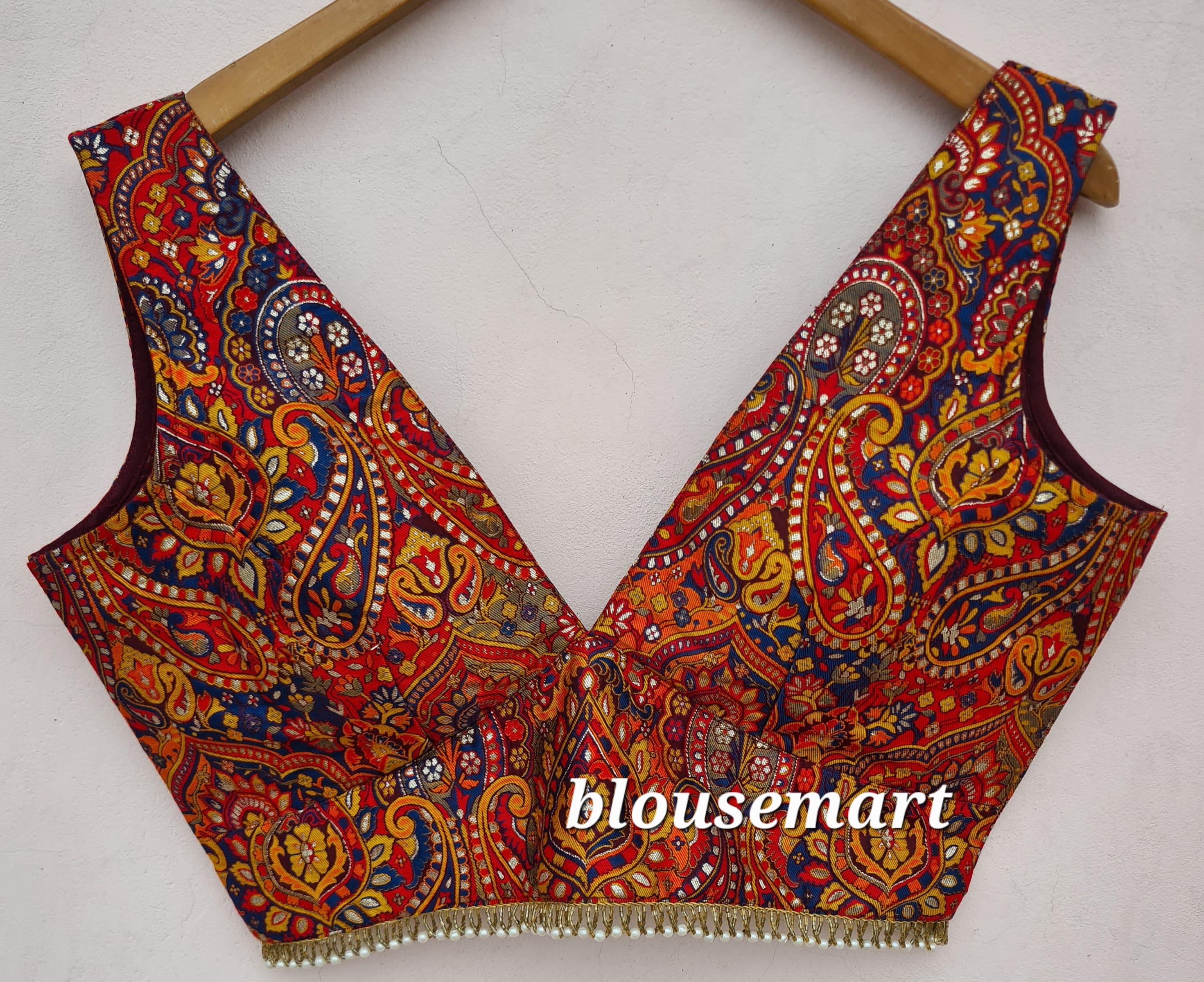 Blouse met V-hals brokaat, mouwloze blouse, blouse Indiase designer, sari-blouse, sari-blouse, trouwblouse, crop top, kant-en-klare blouse