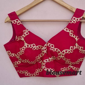 Rani Pink Sweetheart neck blouse, Indian Designer Blouse, Saree Blouse, Sari Blouse, Crop Top, Wedding Blouse, Ready-made Blouse
