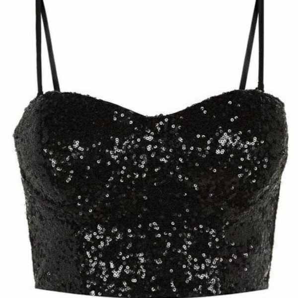 Sequin gray bow women’s crop top.