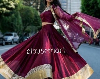 Indian Designer Wine lehenga Set, Wedding lehenga, Net and Silk lehenga, Bridesmaids lehenga, Girl lehenga , Customize lehenga