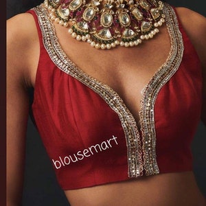 Red Sweetheart Neck blouse, Indian Designer Blouse, Saree Blouse, Sari Blouse, Crop Top,  Ready-made Blouse .