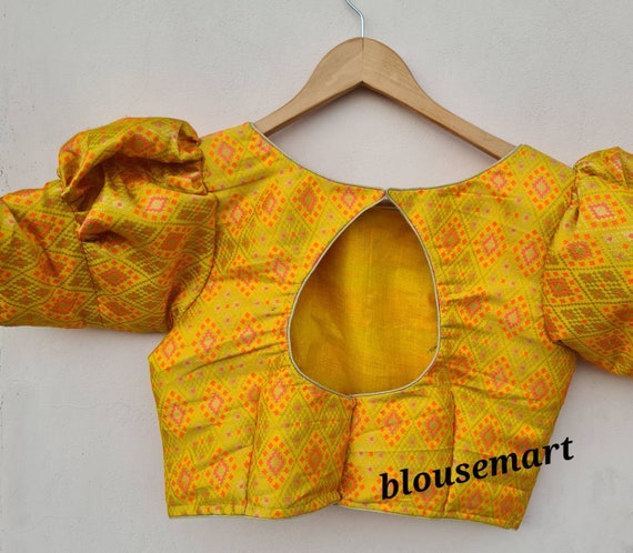 Puff Sleeve Boat Neck Jacket Models Yellow Brocade Puff Sleeves