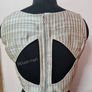 Grey Silk Back Design Blouse, Back Zip Blouse, Indian Blouse, Paded Cutsleeves Blouse, Saree Blouse, Sari Blouse, Ready-made Blouse