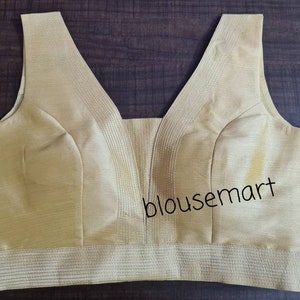 Beige V neck Blouse, Indian Designer Blouse,  Paded Blouse,  Cutsleeves Blouse,  Saree Blouse, Sari Blouse, Crop Top,  Ready-made Blouse