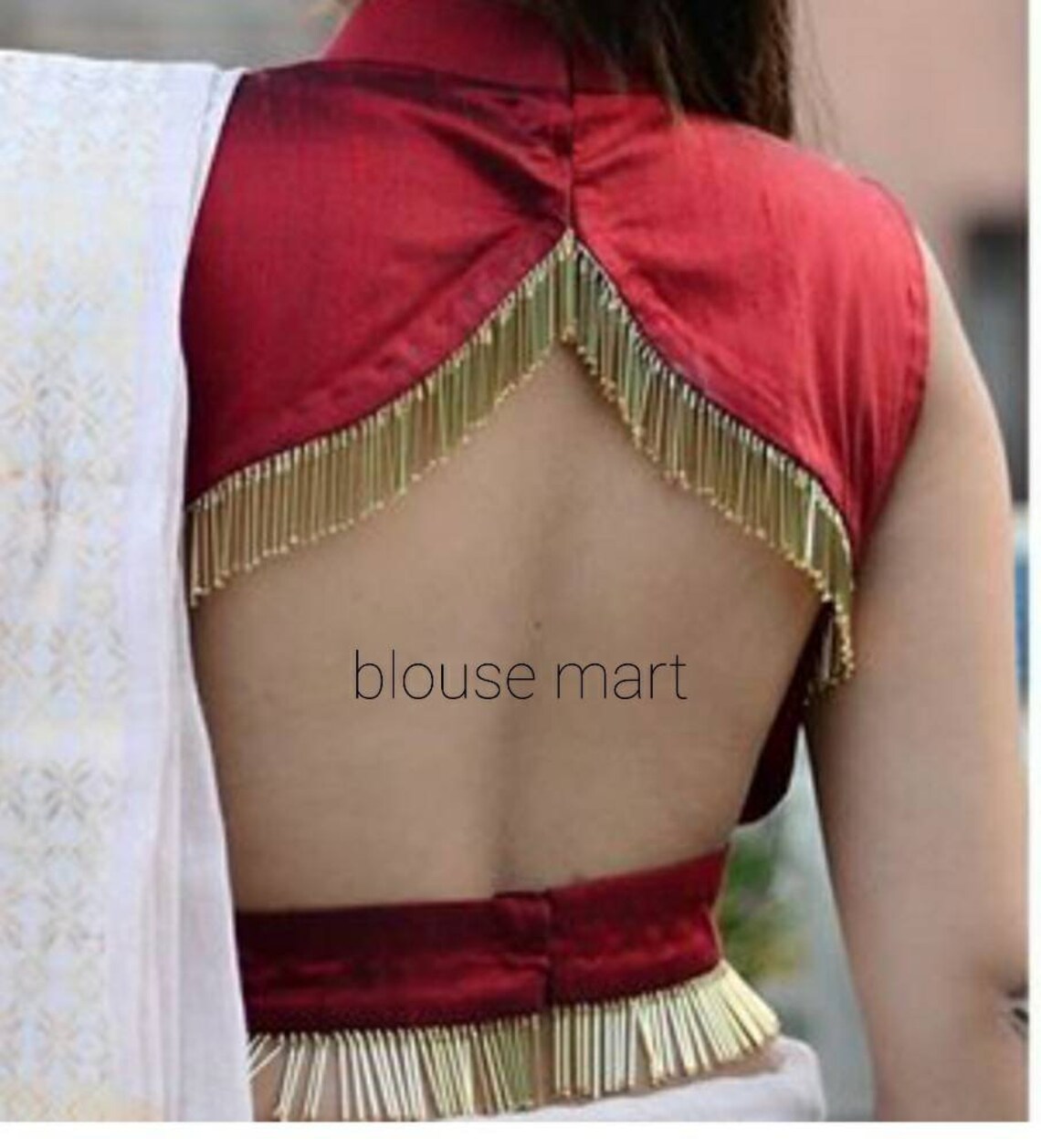 Red Color Raw Silk Sitara Work Blouse main image 0
