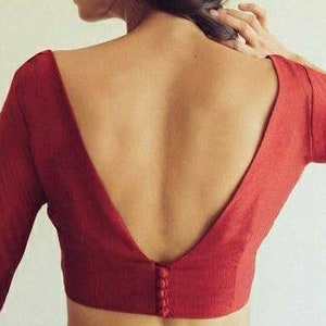 Maroon Red V neck Silk Blouse, Indian Blouse,  Designer Blouse, Saree blouse, Sari blouse,  lehenga choli, Crop Top
