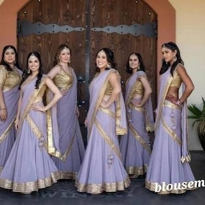 Lavender Georgette lehenga, Indian Designer Lehenga,  Bridemaids Lehenga, Crop top skirt, Wedding Lehenga, Chaniya choli, Ready-made Lehenga