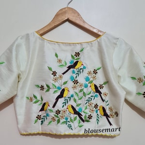 Weiß Stickerei Bluse, Bluse mit U-Boot-Ausschnitt, indische Designer-Bluse, Saree-Bluse, Sari-Bluse, Crop Top, Hochzeitsbluse, vorgefertigte Bluse