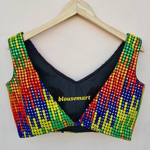 Multi V neck Blouse, Cutsleeves Blouse, Sari Blouse, Crop Top, Wedding Blouse, Saree Blouse, Choli, Women Blouse, Ready-made Blouse.