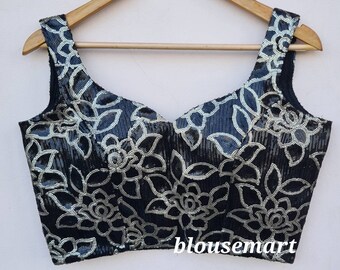 Black Sequin Blouse, Sweetheart Neck Blouse, Indian Designer Blouse, Saree Blouse, Sari Blouse, Crop Top, Wedding Blouse, Ready-made Blouse