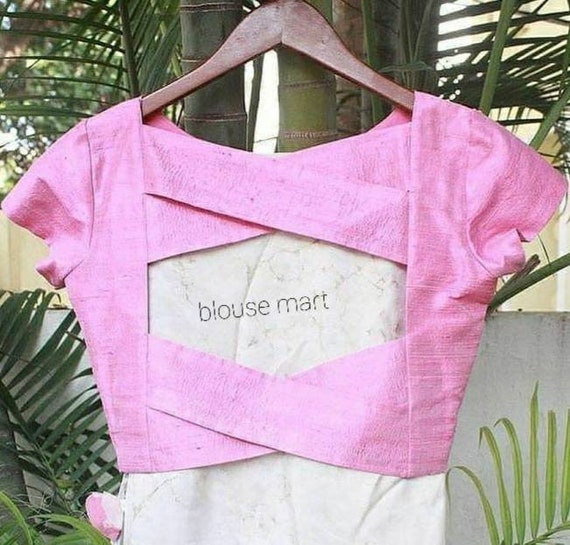 Buy Pink Designer Back Design Paded Blouse With Short Sleeves Saree Blouse Sari Blouse Ready made Blouse. Online in India Etsy
