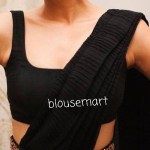 Black Silk Blouse, Indian Designer Blouse, Cutsleeves Blouse, Saree Blouse,  Sari Blouse,  Ready-made Blouse.