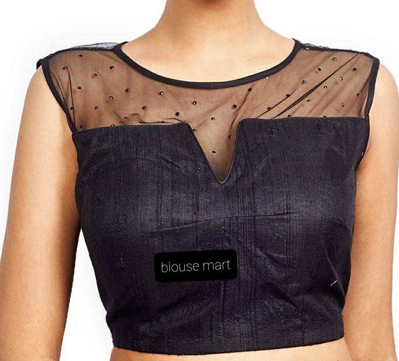 Boat neck net blouse deals