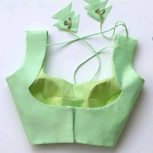 Green silk Paded Cutsleeves Blouse, Designer Blouse, Wedding Blouse, Saree Blouse, Sari Blouse, Lehenga Choli, Crop Top for skirts