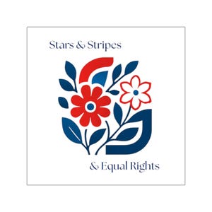 Patriottische vinylstickers, bloemen sterren en strepen, gelijkheid ontwerp, rood wit blauw sticker, laptop, waterfles, tijdschriftdecoratie, VS