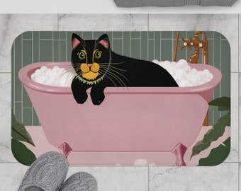 Mikrofaser Badematte Katze in Wanne