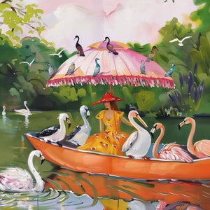 Waterbirds - Fine Art Print, Giclee Print, Animal Art, Whimsical Art Print, French Wall Art, Whimsical Art, Art Print, Bird Art, Fine Art