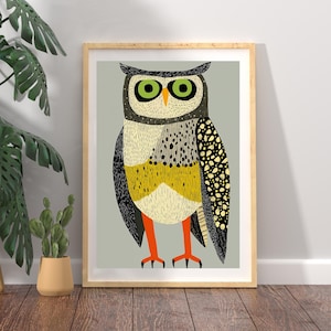 Golden Owl Art Print, Whimsical Home Decor, Gift For Her, Kitchen, Bedroom, Bathroom, Living Room, Entry way, House Warming, Birthday Gifts