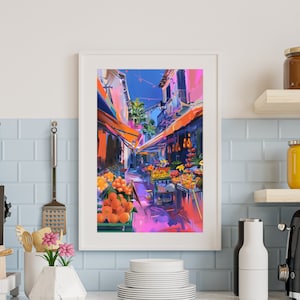 Maximalist Art Tropical Decor, Danish Pastel Wall Art Prints, Flower Market Poster, Matisse Floral Print, Oranges Poster Maximalist Wall Art