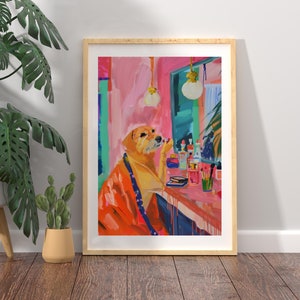 Colorful Dog Print, Dog in Makeup Art, Maximalist Decor, Fashionable Dog Wall Art, Animal Makeup Poster, Trendy Animal Art, Dog Portrait