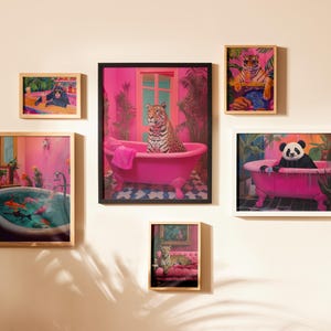 Maximalist Gallery Wall SET OF 6 Prints, Dopamine Decor, Maximalist Art, Pink Eclectic Decor, Colorful Art, Funky Wall Art Preppy Room Decor