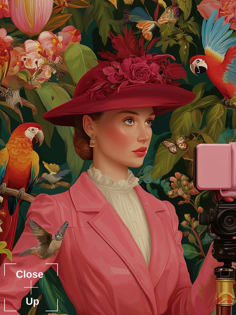 The Birdwatcher, Dopamine Decor, Fine Art Print, Maximalist Wall Art, Whimsical Art Print, Bird Art, Collection of Birds, Eclectic Wall Art 画像 7