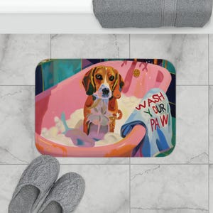 Dog Bathroom Mat, Dog Bath Mat, Shower Mat, Dog Bathroom Rug, Pet Bath Mat, Cute Dog Shower Mat, Dog Print Bathroom Mat, Colorful Bath Mat